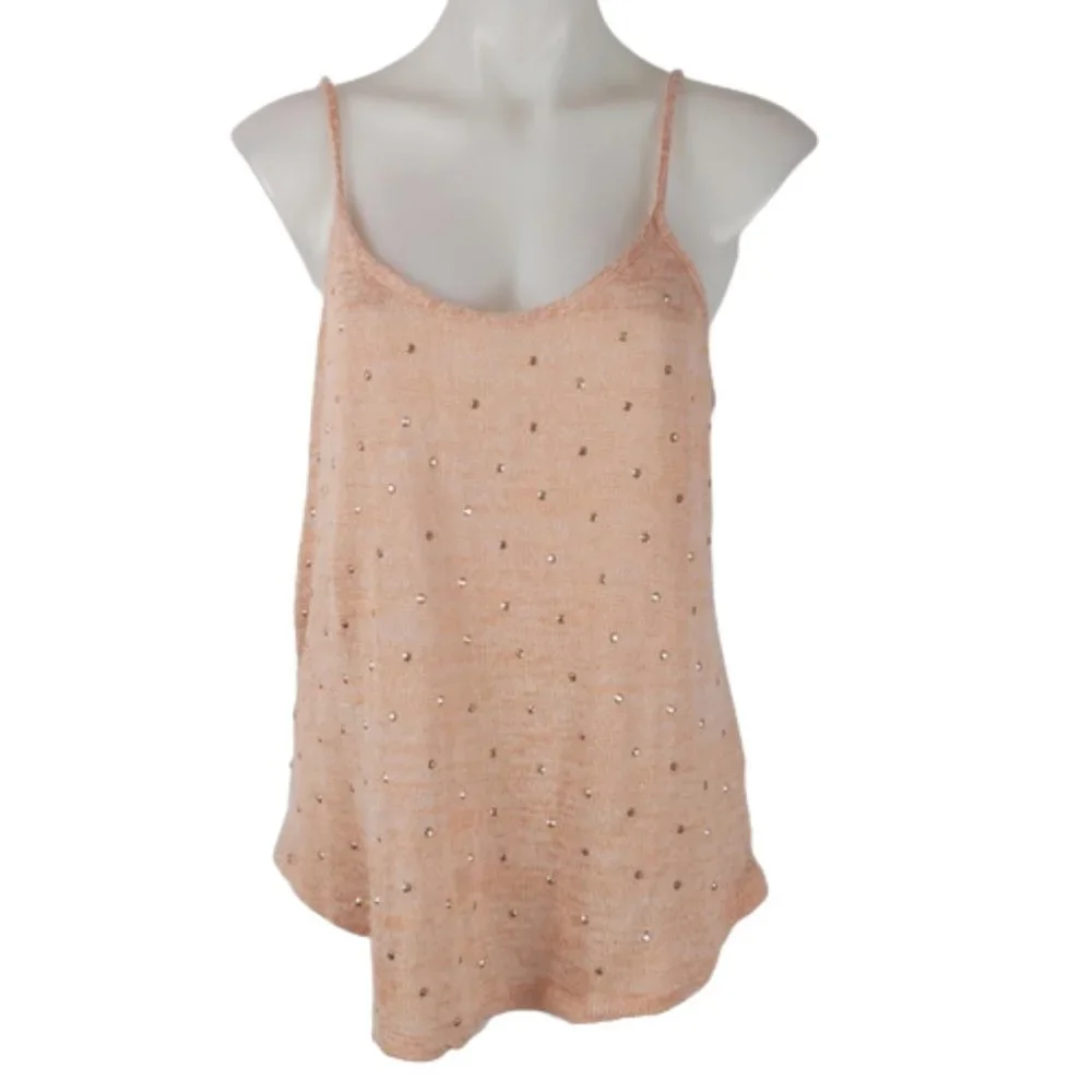 Crossroads Women's Top Size Large Orange Sleeveless Knit Round Hem Diamantes - Picture 1 of 14